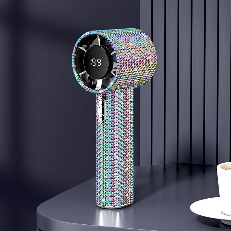 Handheld Violent Turbine Little Fan USB Digital Display Portable Long Endurance Fan