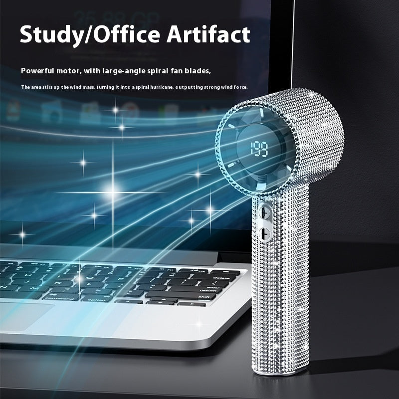 Handheld Violent Turbine Little Fan USB Digital Display Portable Long Endurance Fan