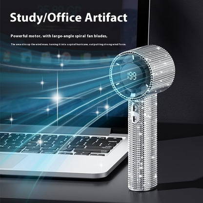 Handheld Violent Turbine Little Fan USB Digital Display Portable Long Endurance Fan