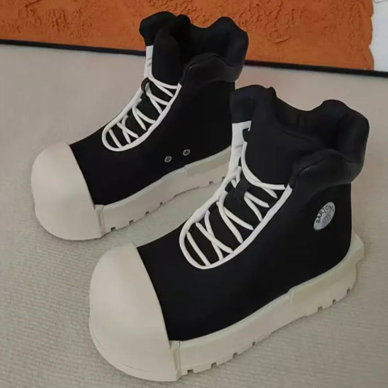 Men Casual Sport Boots New Thick Heeled Height Increasing Sneakers Breathable Outdoor Shoes Women Ugly Cute Big Head Boots