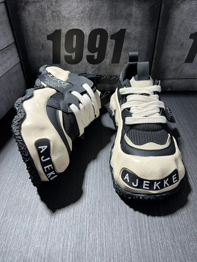 Spring 2025 Men's Faion Sports oes Thi Bot Heightening Dad Trendy round Toe Casual Sneakers Youth Rubber Outsole