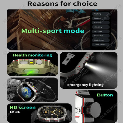 2025 For Huawei Xiaomi Military Men Smartwatch GPS Men Flashlight Waterproof Outdoor Sport Tracker HD Bluetooth Call Smart Watch New