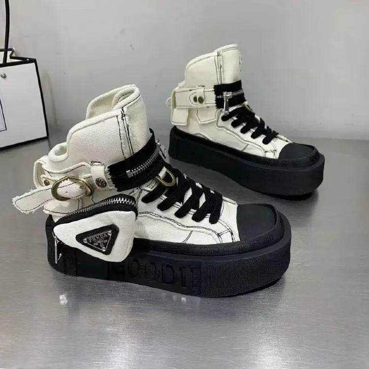Women's Ankle Boots Trendy Retro Denim High-top Women Shoes High-quality Platform Luxury Lady Shoes Botas Mujer