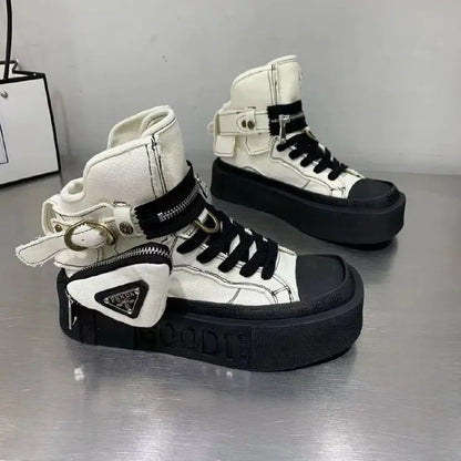 Women's Ankle Boots Trendy Retro Denim High-top Women Shoes High-quality Platform Luxury Lady Shoes Botas Mujer