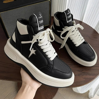 Top Men's Casual Shoes Thick Bottom Fashionable Mass Appeal Design Ankle Covering Rubber Soled Leisure Sports Footwea
