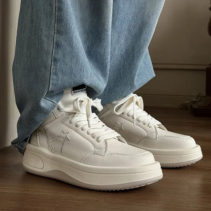 Top Men's Casual Shoes Thick Bottom Fashionable Mass Appeal Design Ankle Covering Rubber Soled Leisure Sports Footwea