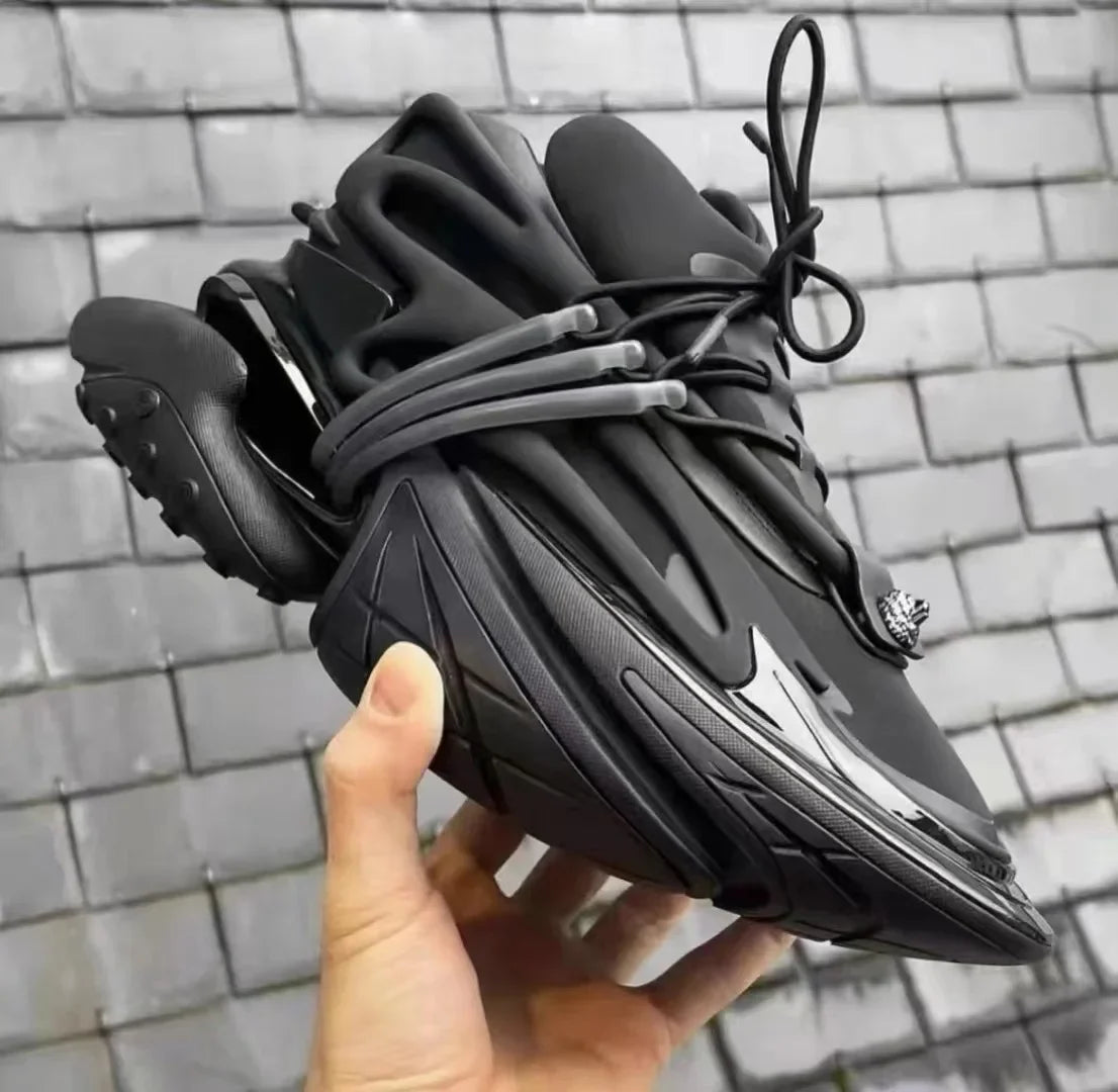 Flat Platform Daddy Shoes Women Patchwork Air Cushion Elastic Shoes Thick Sole Shock-Absorbing Spaceship Sneakers Unisex