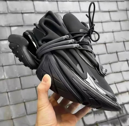 Flat Platform Daddy Shoes Women Patchwork Air Cushion Elastic Shoes Thick Sole Shock-Absorbing Spaceship Sneakers Unisex