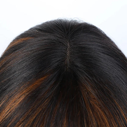 Human Hair Straight Bob Lace Wigs Straight Human Hair Wigs With Bangs #27 Brown Fringe Middle Part Bob Lace Wigs Realistic Scalp