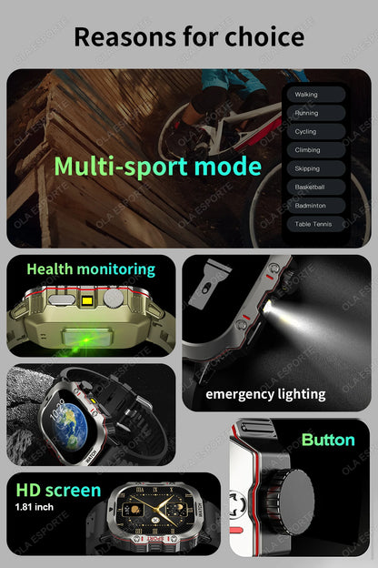 2025 For Huawei Xiaomi Military Men Smartwatch GPS Men Flashlight Waterproof Outdoor Sport Tracker HD Bluetooth Call Smart Watch New