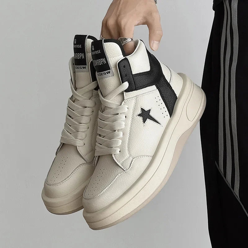 Top Men's Casual Shoes Thick Bottom Fashionable Mass Appeal Design Ankle Covering Rubber Soled Leisure Sports Footwea