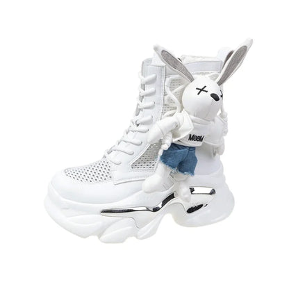 Women's Shoes Women's Mesh Face Casual Shoes Hollowed Out Side Zipper Platform Boots Women