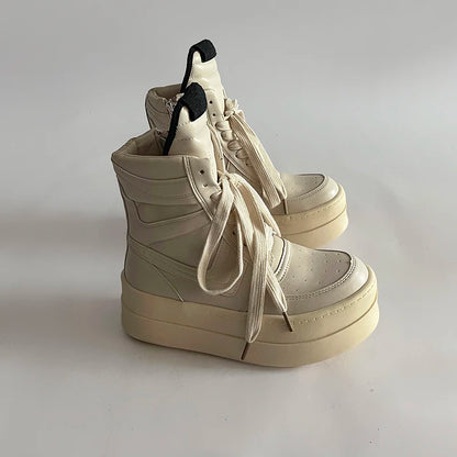 Thick Sole Ankle Boots Design High Top Shoes For Women, 2024 Autumn And Winter New Height Increasing Casual Sports Board Shoes