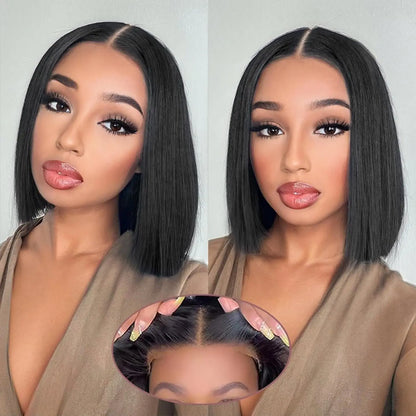 Human Hair Bob Straight Pre Cut Lace Front Wigs Human Hair Upgraded No Glue Lace Front Wigs For Women