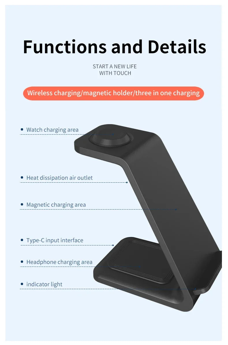 3 in 1 Travel Wireless Charger For Samsung Galaxy S23 S22 Watch 6 pro/5/4/3 Active 1 2 Buds 2 Pro Plus Fast Charging Station