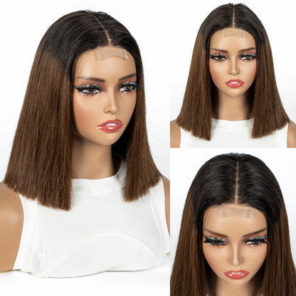 12A Double Drawn 2x6 Lace Closure Bone Straight Bob Human Hair Wigs 250% Density Brazilian Remy Human Hair Wig for Black Women