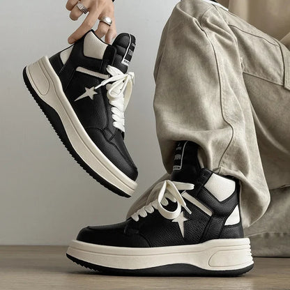 Top Men's Casual Shoes Thick Bottom Fashionable Mass Appeal Design Ankle Covering Rubber Soled Leisure Sports Footwea