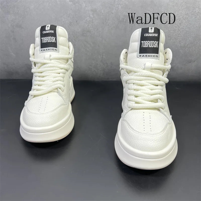 High Top Sneakers Plus Size 45 Mens Designer Shoes Fashion Casual Microfiber Leather Breathable Height Increased Platform Shoes