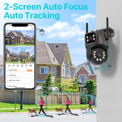 Wifi PTZ HD Camera Outdoor 4K 8MP 4MP Dual Lens Dual Screen AI Auto Tracking IP Camera CCTV Audio Video Surveillance P2P iCSee