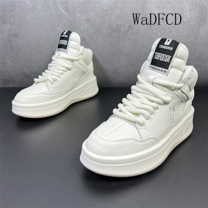 High Top Sneakers Plus Size 45 Mens Designer Shoes Fashion Casual Microfiber Leather Breathable Height Increased Platform Shoes