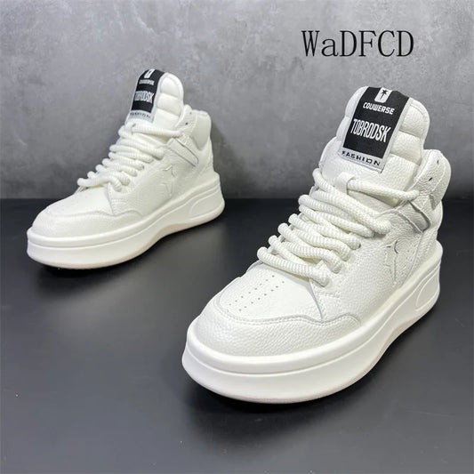 High Top Sneakers Plus Size 45 Mens Designer Shoes Fashion Casual Microfiber Leather Breathable Height Increased Platform Shoes
