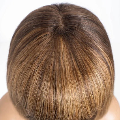 Human Hair Straight Bob Lace Wigs Straight Human Hair Wigs With Bangs #27 Brown Fringe Middle Part Bob Lace Wigs Realistic Scalp