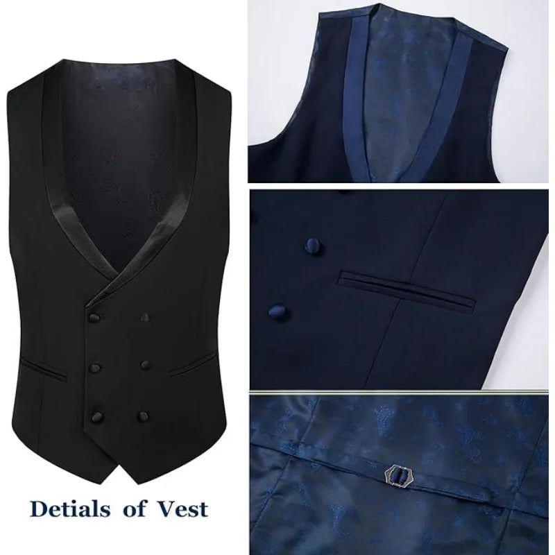 Men's 3-Piece Luxury Diamond Shawl Lapel Tuxedo Set | Black Wedding Suit (Blazer+Vest+Pants) for Groom/Prom Red Carpet Events