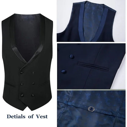 Men's 3-Piece Luxury Diamond Shawl Lapel Tuxedo Set | Black Wedding Suit (Blazer+Vest+Pants) for Groom/Prom Red Carpet Events