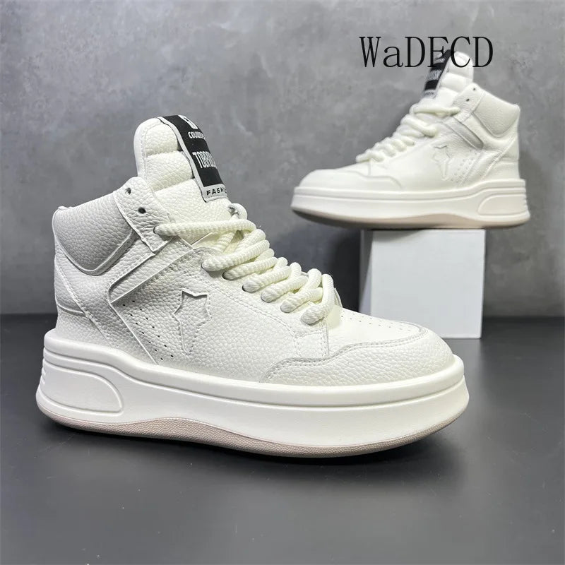 High Top Sneakers Plus Size 45 Mens Designer Shoes Fashion Casual Microfiber Leather Breathable Height Increased Platform Shoes