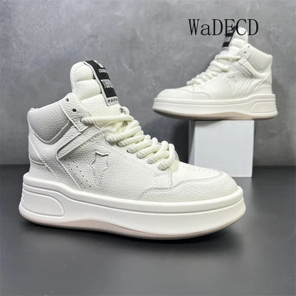High Top Sneakers Plus Size 45 Mens Designer Shoes Fashion Casual Microfiber Leather Breathable Height Increased Platform Shoes
