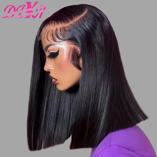 15A Super Double Drawn Bone Straight Bob Human Hair Wigs 300% Density High Quality Vietnamese Hair Wigs 13x4 Lace Wig for Women
