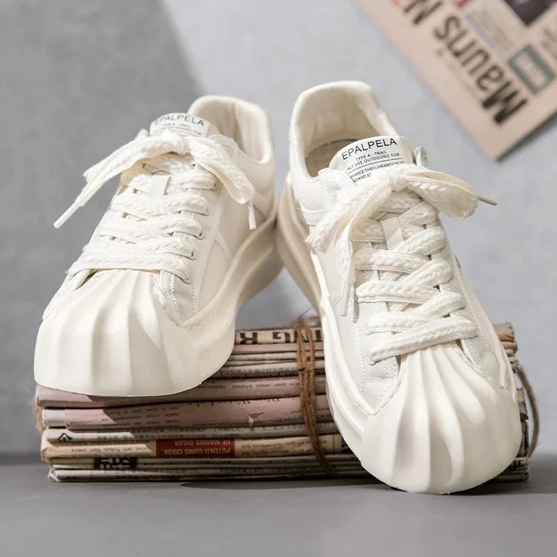 Casual Trendy Summer Shell Head Men's Shoes Breathable Niche Design Sensibility Sports White Trendy Shoes Rubber Outsole