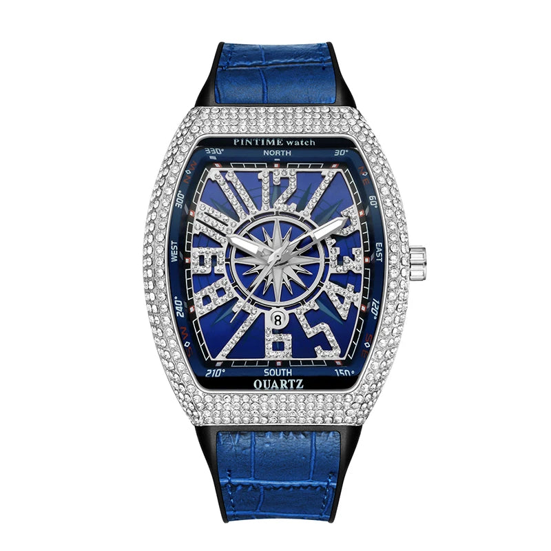 Fashion Mens Watches Men Wristwatches Automatic Quartz Man Clock Male Luxury Reloj Diamond Big Large Arabic Numeral Dial Watch