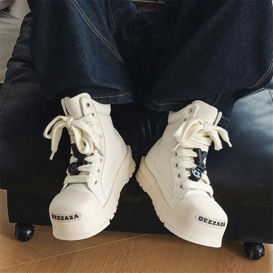 Black and white couple high top shoes Trendy quality design style Leisure Outdoor Fashion Party Daily thick soled youth shoes