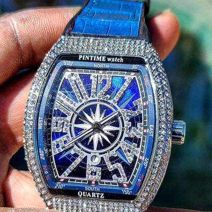 Fashion Mens Watches Men Wristwatches Automatic Quartz Man Clock Male Luxury Reloj Diamond Big Large Arabic Numeral Dial Watch