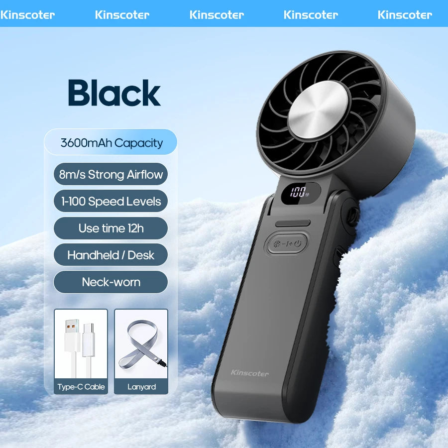 Hand Fan - Ultra Power Pocket Fan, Unique Sleek Design, Mini Handheld Fan with 5 Speeds, Lanyard, USB Rechargeable Portable Fan for Travel,Women,Men, Mini Fan Game Changer