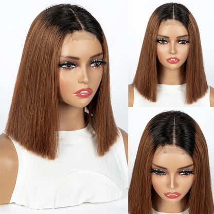 12A Double Drawn 2x6 Lace Closure Bone Straight Bob Human Hair Wigs 250% Density Brazilian Remy Human Hair Wig for Black Women