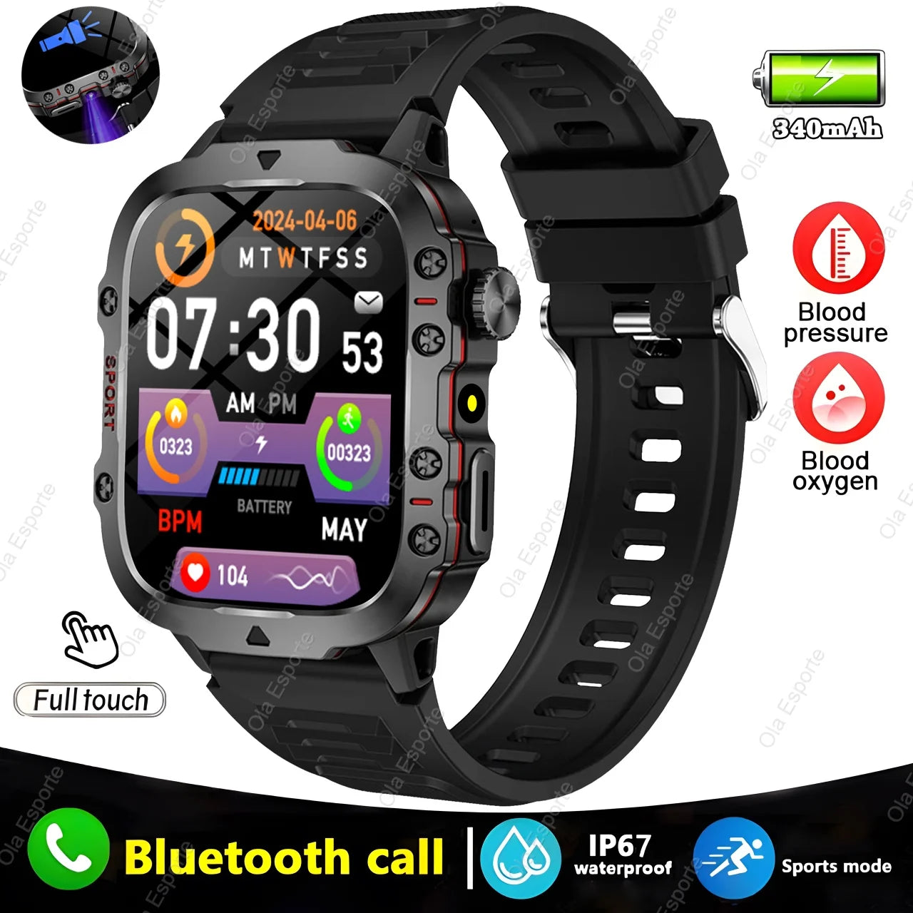 2025 For Huawei Xiaomi Military Men Smartwatch GPS Men Flashlight Waterproof Outdoor Sport Tracker HD Bluetooth Call Smart Watch New
