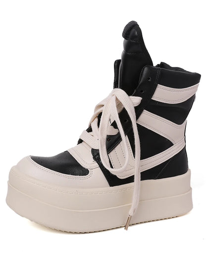 Thick Sole Ankle Boots Design High Top Shoes For Women, 2024 Autumn And Winter New Height Increasing Casual Sports Board Shoes