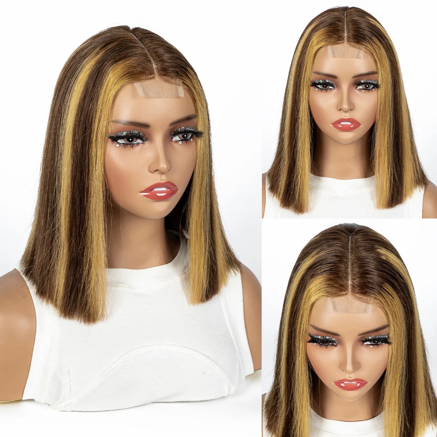 12A Double Drawn 2x6 Lace Closure Bone Straight Bob Human Hair Wigs 250% Density Brazilian Remy Human Hair Wig for Black Women