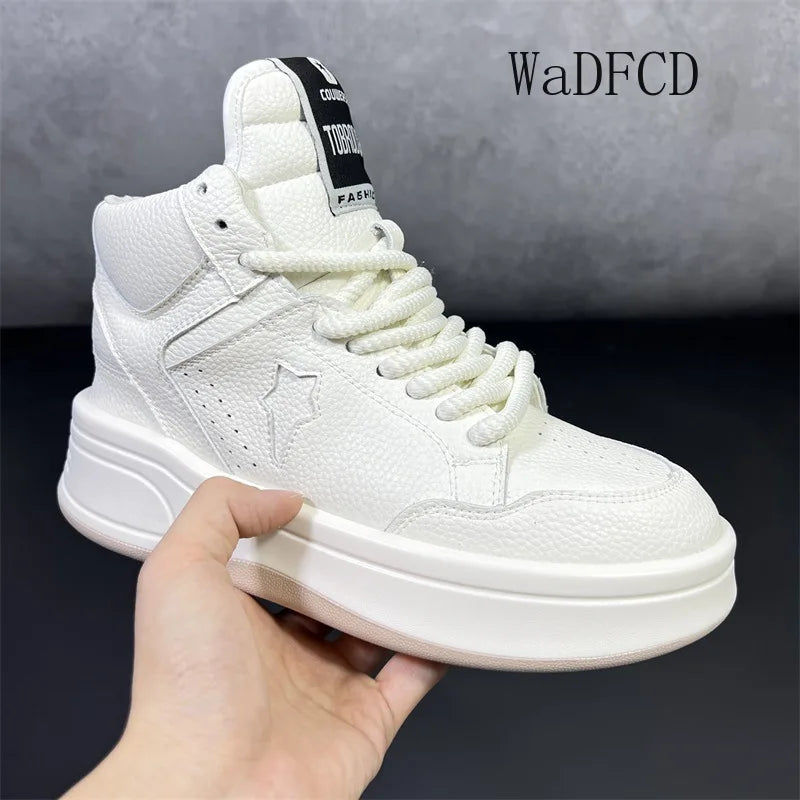 High Top Sneakers Plus Size 45 Mens Designer Shoes Fashion Casual Microfiber Leather Breathable Height Increased Platform Shoes