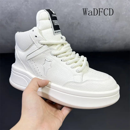 High Top Sneakers Plus Size 45 Mens Designer Shoes Fashion Casual Microfiber Leather Breathable Height Increased Platform Shoes