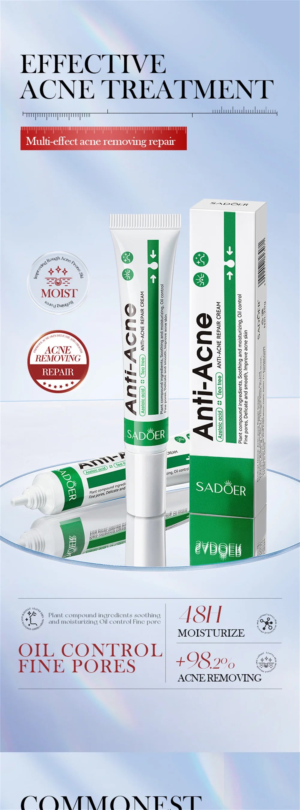 Salicylic Acid Acne Treatment Face Cream Repair Pimple Spots Deep Cleaning Pore Anti-acne Scar Oil Control Moisturizer Skin Care