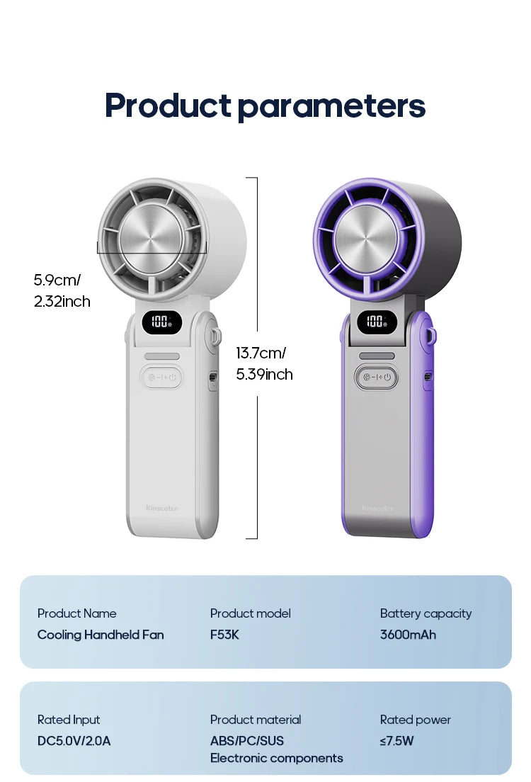 Hand Fan - Ultra Power Pocket Fan, Unique Sleek Design, Mini Handheld Fan with 5 Speeds, Lanyard, USB Rechargeable Portable Fan for Travel,Women,Men, Mini Fan Game Changer