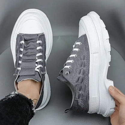 Men's Canvas High Top Sneakers Breathable Ice Silk Thick Bottom Casual Sports Shoes Easy Wear Heightening Summer Trend