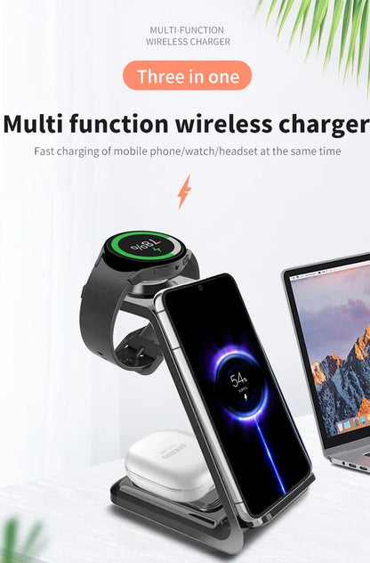 3 in 1 Travel Wireless Charger For Samsung Galaxy S23 S22 Watch 6 pro/5/4/3 Active 1 2 Buds 2 Pro Plus Fast Charging Station