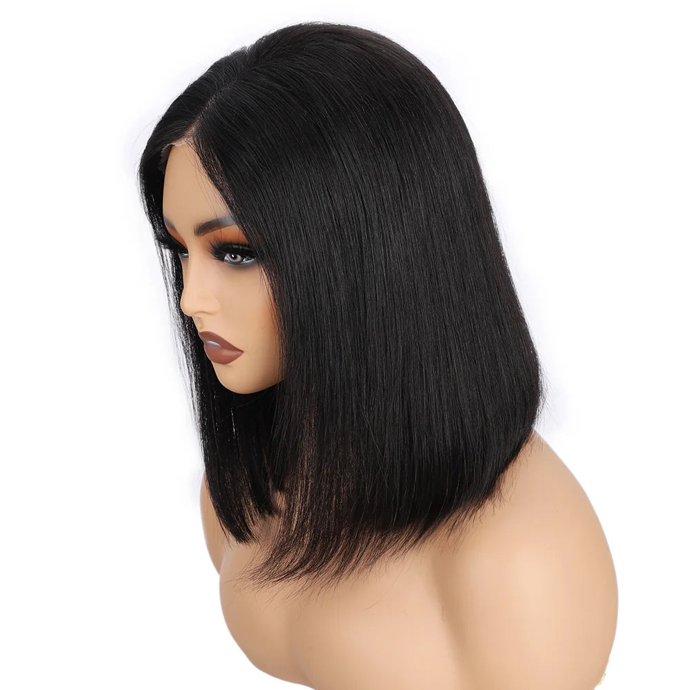 Human Hair Bob Straight Pre Cut Lace Front Wigs Human Hair Upgraded No Glue Lace Front Wigs For Women