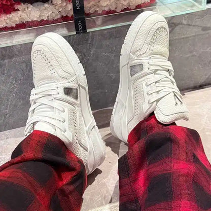 2025 New Men's Black Platform Casual Shoes High Street Lovers Joker Lace-up Increase Casual Sports Shoes Men's Shoes