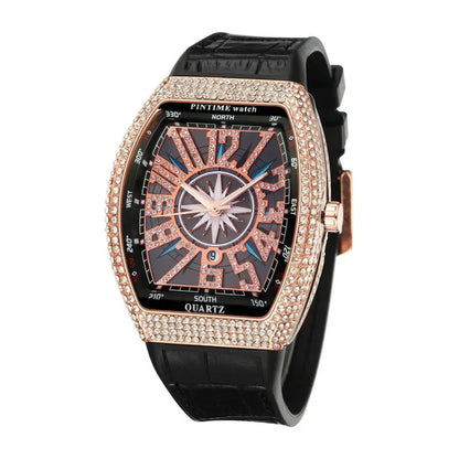 Fashion Mens Watches Men Wristwatches Automatic Quartz Man Clock Male Luxury Reloj Diamond Big Large Arabic Numeral Dial Watch