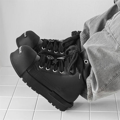 Black and white couple high top shoes Trendy quality design style Leisure Outdoor Fashion Party Daily thick soled youth shoes